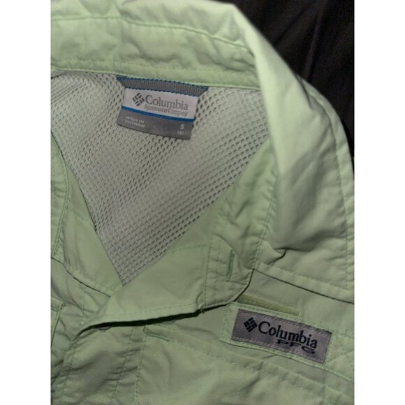 Columbia PFG Boys Youth Small 8 Green Vented Short Sleeve Button Up Shirt - Picture 2 of 3
